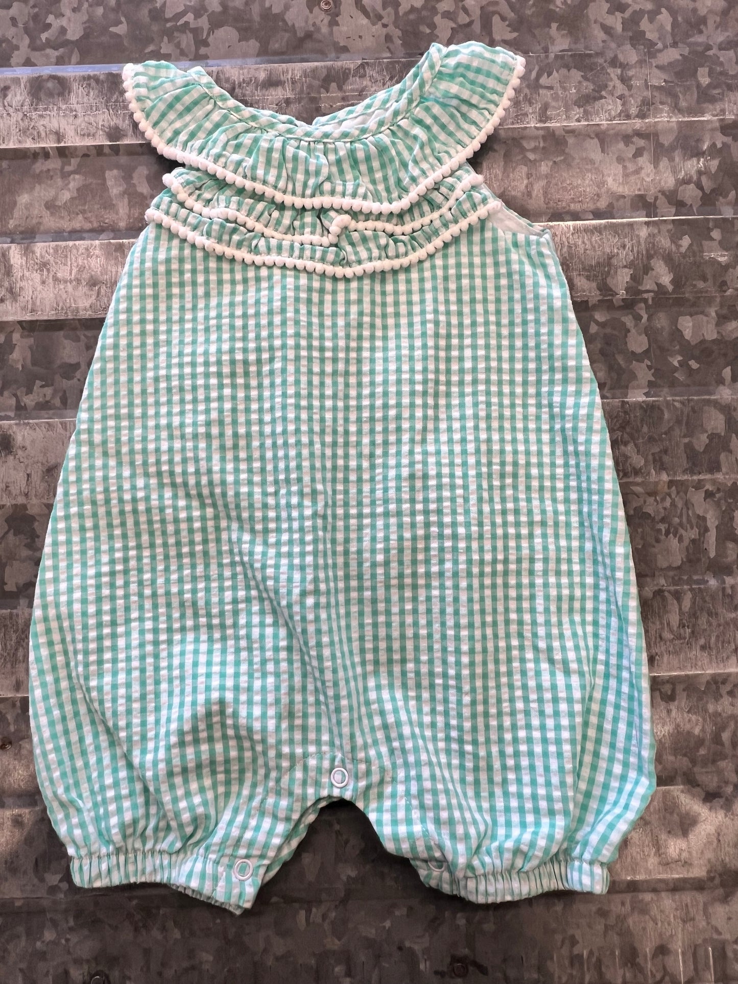 Rare Editions Plaid Romper - 3/6M