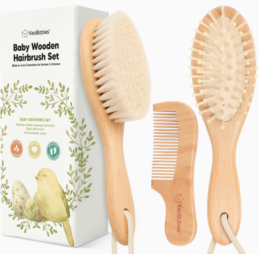 KeaBabies Baby Hair Brush and Comb Set