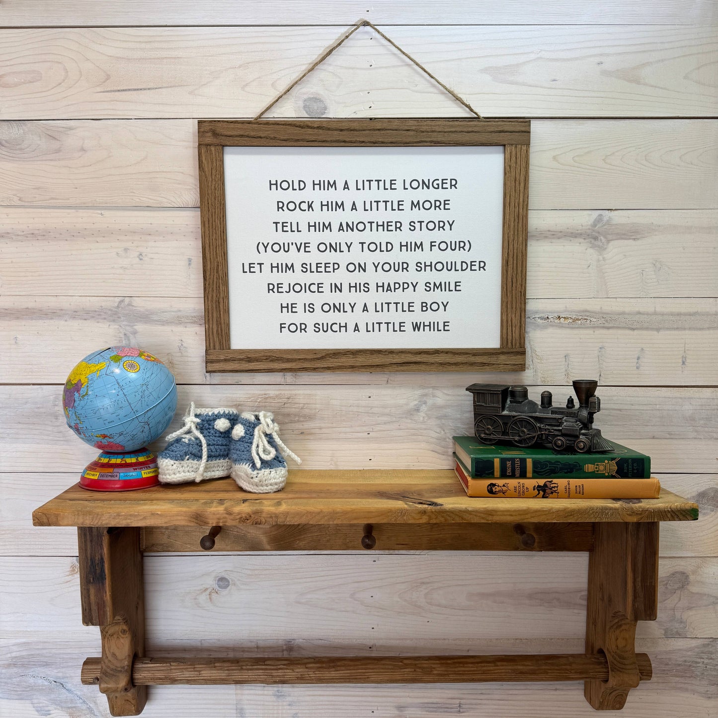 Hold Him a Little Longer Canvas Wood Sign