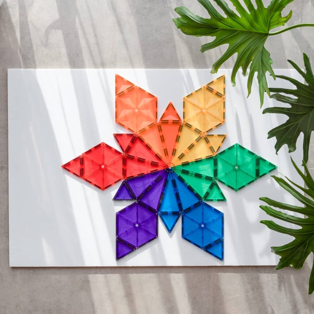 CONNETIX Magnetic Tiles Rainbow Geometry Pack, 30 Pieces