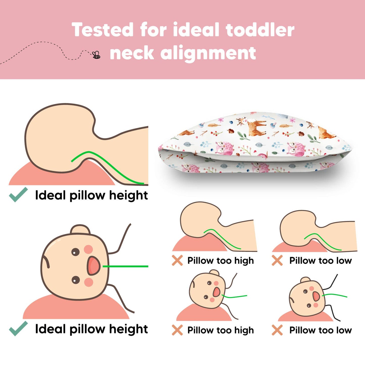 Toddler Pillow With Case - Forestland