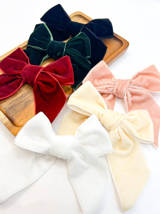 Velvet Hair Bow Clip for Kids Christmas Holiday