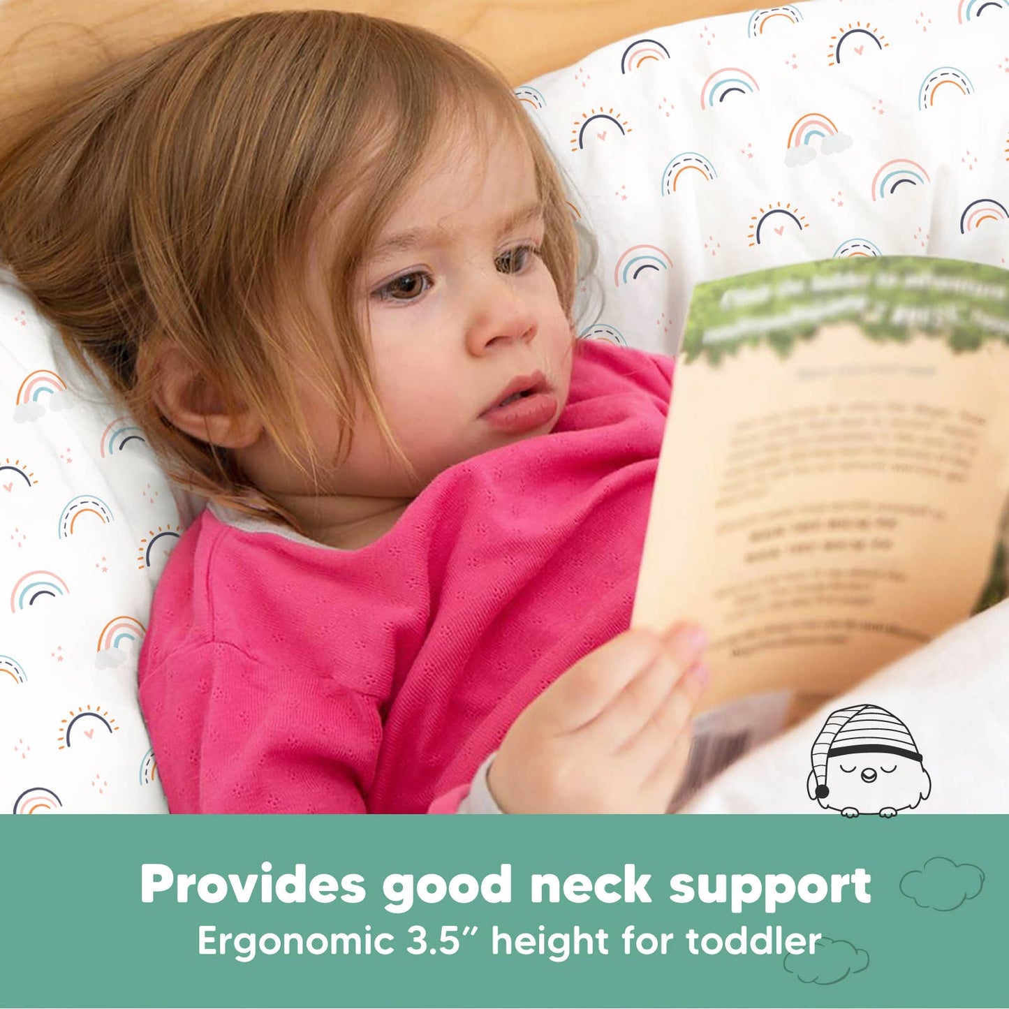 Toddler Pillow With Case - Rainbow